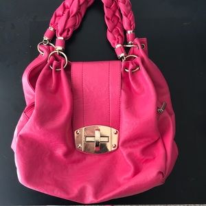 Large pink shoulder purse